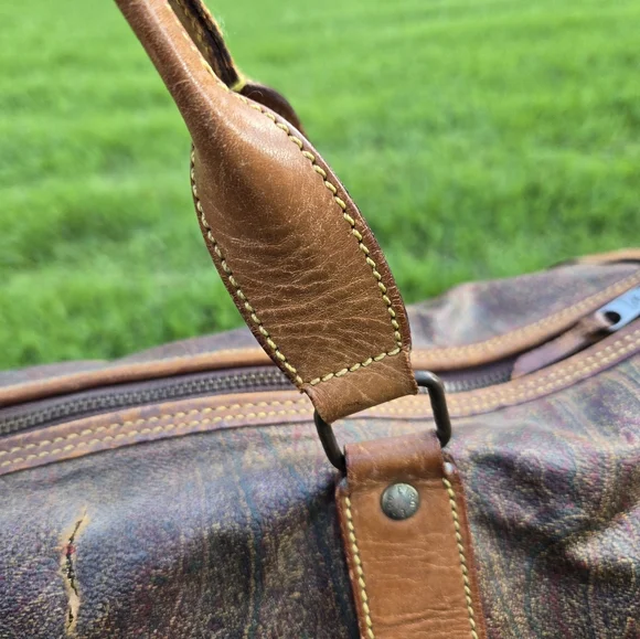 Etro Vintage 16” Travel Duffle Bag – Paisley & Leather – Rehab Project - Picture 7 of 15
